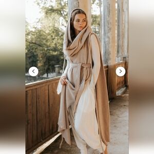 Kosmossart Organic Cotton Hood Kaftan Shawl Cloak ~ Shamanic Cover Up Cape